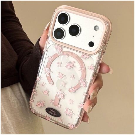【お取り寄せ商品】iPhoneケース スマホケース iPhone17 iPhone16 iPhone15 iPhone14 可愛い 花柄 リボン ピンク magsafe L9299