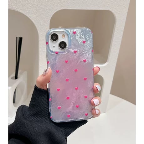 【お取り寄せ商品】iPhoneケース スマホケース iPhone15 iPhone14 かわいい キュート 光沢 ハート L8968