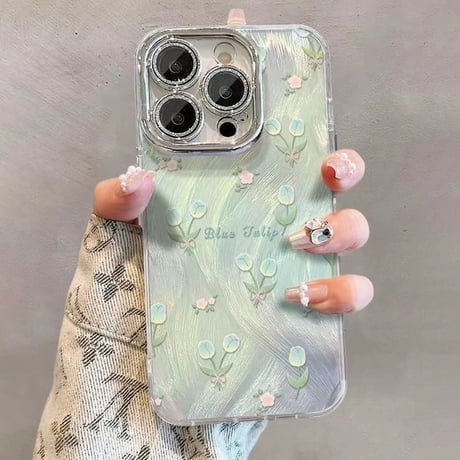 【お取り寄せ商品】iPhoneケース スマホケース iPhone15 iPhone14 花柄 フェザー 光沢 可愛い 韓国 L7994