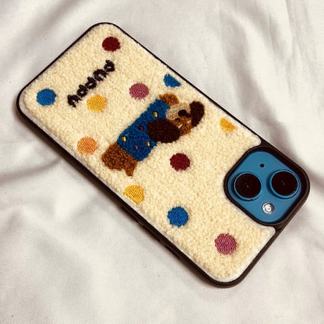 【お取り寄せ商品】iPhoneケース スマホケース iPhone16 iPhone15 iPhone14 もこもこ 犬 ドット柄 可愛い M7017