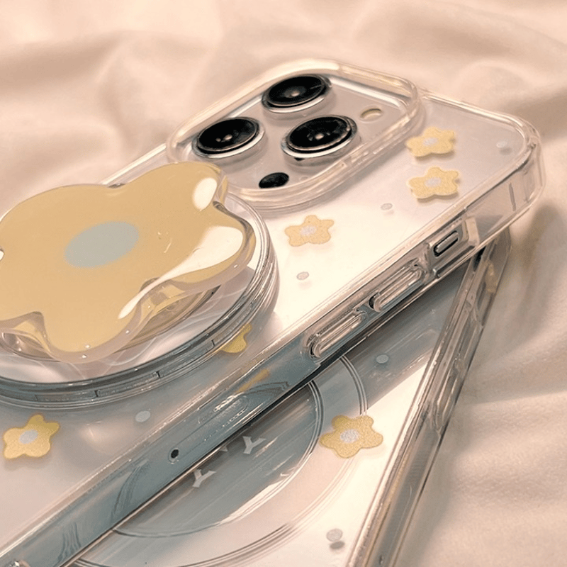 iPhoneケース　両目スタッズ　フラワー ケース iPhone デコレーション フラワー SWAROVSKI（スワロフスキー） iPhoneアクセサリー