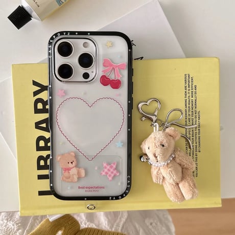 【お取り寄せ商品】iPhoneケース スマホケース iPhone16 iPhone15 iPhone14 可愛い くま 推し活 韓国 チャーム付き L9509
