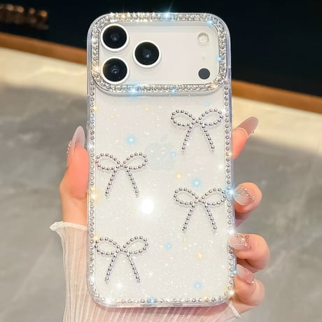 【お取り寄せ商品】iPhoneケース スマホケース iPhone17 iPhone16 iPhone15 リボン 大人可愛い キラキラ M7071