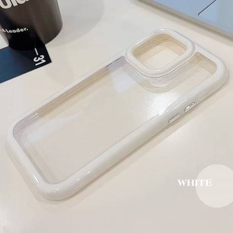 【お取り寄せ商品】iPhoneケース スマホケース iPhone15 iPhone14 カラーフレーム クリームカラー くすみカラー 透明 シンプル ニュアンス オシャレ かわいい 韓国 L7403