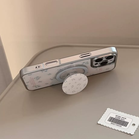 【お取り寄せ商品】iPhoneケース スマホケース iPhone16 iPhone15 iPhone14 可愛い シンプル ホワイト 花柄 MagSafe L9542
