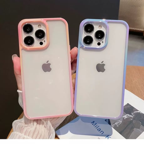 【お取り寄せ商品】iPhoneケース スマホケース iPhone16 iPhone15 iPhone14 シンプル クリア 推し活 オーロラ  L9839
