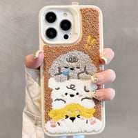 【お取り寄せ商品】iPhoneケース スマホケース iPhone15 iPhone14もこもこ 子犬 イヌ 刺繍 レトロ かわいい 秋冬 韓国 L7438