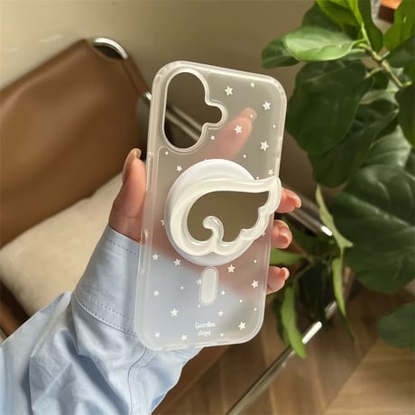 【お取り寄せ商品】iPhoneケース スマホケース iPhone16 iPhone15 iPhone14 かわいい クリア 羽 ミラー マグセーフ MagSafe L9415