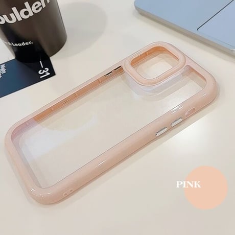 【お取り寄せ商品】iPhoneケース スマホケース iPhone15 iPhone14 カラーフレーム クリームカラー くすみカラー 透明 シンプル ニュアンス オシャレ かわいい 韓国 L7403