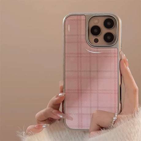 【お取り寄せ商品】iPhoneケース スマホケース iPhone16 iPhone15 iPhone14 かわいい キュート チェック柄 L9357