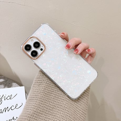 【お取り寄せ商品】iPhoneケース iPhone13 iPhone14 iPhone15 ケース シェルパターン きれいめ 大人かわいい ホワイト ピンク アイフォンケース L6795