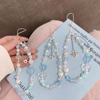 【お取り寄せ商品】スマホストラップ ブルー ビーズ クリアカラー 推し活 韓国 可愛い M7093