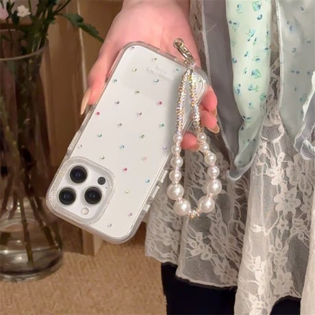【お取り寄せ商品】iPhoneケース スマホケース iPhone16 iPhone15 iPhone14 カラフル ハンドストラップ クリアケース L9819