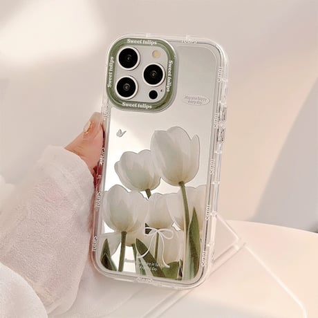 【お取り寄せ商品】iPhoneケース スマホケース iPhone15 iPhone14 花柄 大人可愛い ミラー L8232