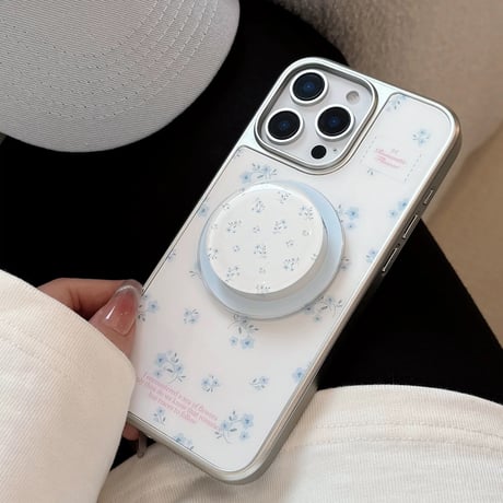 【お取り寄せ商品】iPhoneケース スマホケース iPhone16 iPhone15 iPhone14 可愛い シンプル ホワイト 花柄 MagSafe L9542