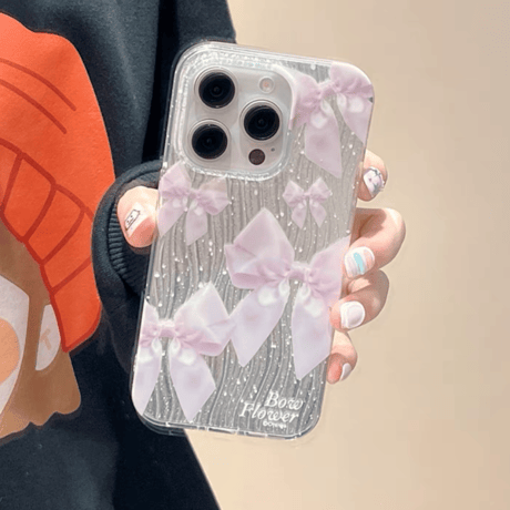 【お取り寄せ商品】iPhoneケース スマホケース iPhone15 iPhone14 ガーリー キラキラ リボン L8942