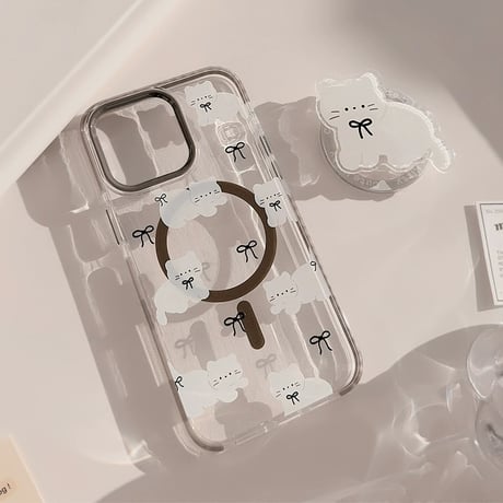 【お取り寄せ商品】iPhoneケース スマホケース iPhone15 iPhone14 白猫 MagSafe L8238