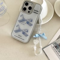 【お取り寄せ商品】iPhoneケース スマホケース iPhone16 iPhone15 iPhone14 シンプル ブルー リボン L9468
