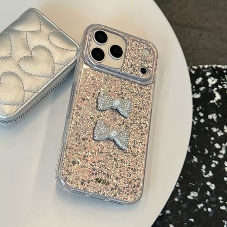 【お取り寄せ商品】iPhoneケース スマホケース iPhone17 iPhone16 iPhone15 リボン ダイヤカット風 可愛い おしゃれ M7147
