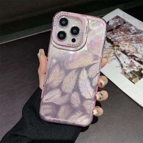 【お取り寄せ商品】iPhoneケース スマホケース iPhone16 iPhone15 iPhone14 シンプル 光沢 羽 L9008