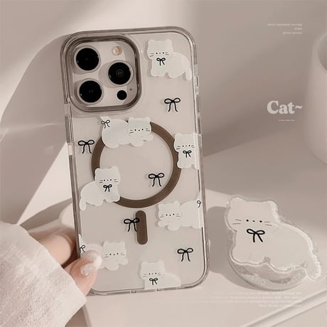【お取り寄せ商品】iPhoneケース スマホケース iPhone15 iPhone14 白猫 MagSafe L8238