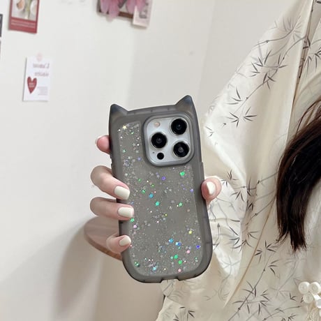 【お取り寄せ商品】iPhoneケース スマホケース iPhone15 iPhone14 猫耳 キラキラ L8247
