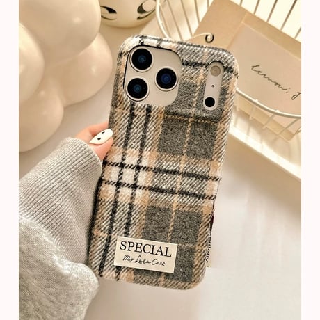 【お取り寄せ商品】iPhoneケース スマホケース iPhone16 iPhone15 iPhone14 ニット風 チェック 秋冬 可愛い 大人 M7091