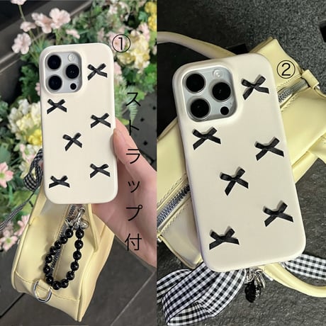 【お取り寄せ商品】iPhoneケース スマホケース iPhone15 iPhone14 エレガン ブラックリボン L8363
