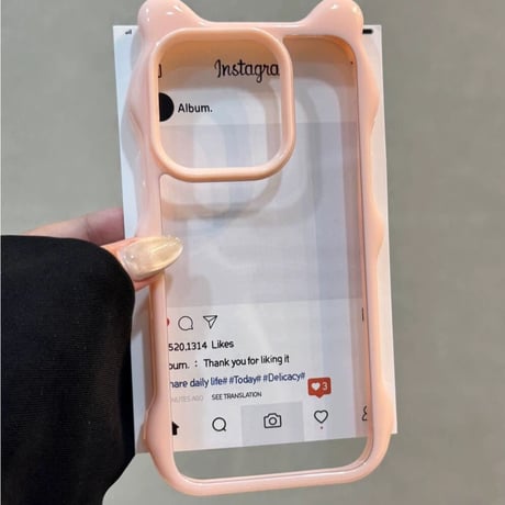 【お取り寄せ商品】iPhoneケース スマホケース iPhone16 iPhone15 iPhone14 可愛い 猫耳 ウェーブ クリア シンプル L9481