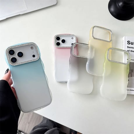 【お取り寄せ商品】iPhoneケース スマホケース iPhone16 iPhone15 iPhone14 シンプル ハーフクリア ストーン ウェーブ 可愛い 大人 M7094