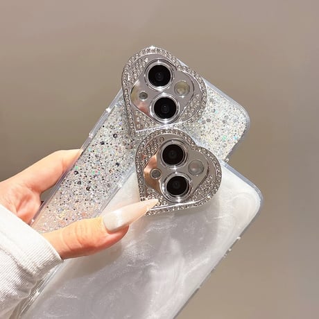【お取り寄せ商品】iPhoneケース スマホケース iPhone16 iPhone15 iPhone14 可愛い ハート ラメ グリッター 韓国 おしゃれ L9585