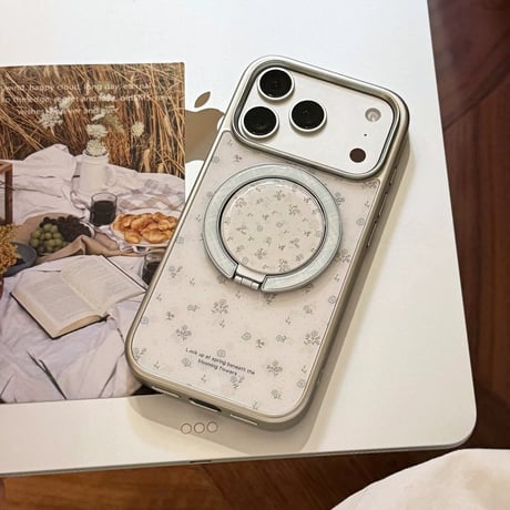 【お取り寄せ商品】iPhoneケース スマホケース iPhone17 iPhone16 iPhone15 花柄 magsafe グリップ付き スタンド 可愛い M7187