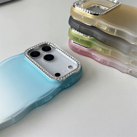 【お取り寄せ商品】iPhoneケース スマホケース iPhone16 iPhone15 iPhone14 シンプル ハーフクリア ストーン ウェーブ 可愛い 大人 M7094