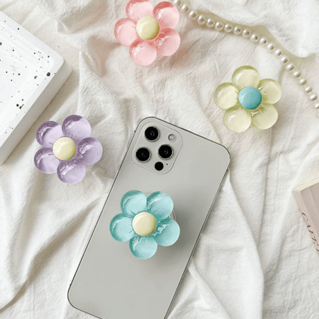 【お取り寄せ商品】iPhone グリップ 大人女子 ニュアンス 落下防止 花 リボン L9233