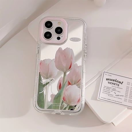 【お取り寄せ商品】iPhoneケース スマホケース iPhone15 iPhone14 花柄 大人可愛い ミラー L8232