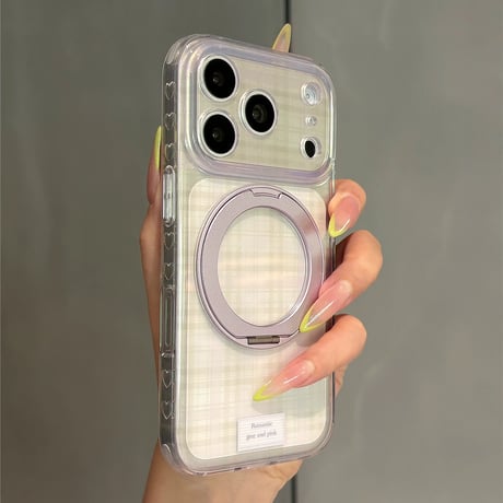 【お取り寄せ商品】iPhoneケース スマホケース iPhone17 iPhone16 iPhone15 Magsafe スタンド機能 チェック 韓国 可愛い M7195