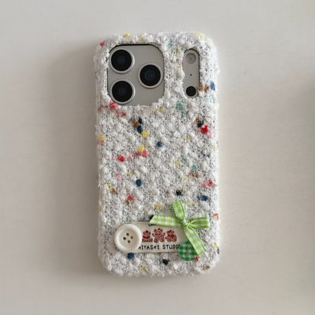 【お取り寄せ商品】iPhoneケース スマホケース iPhone17 iPhone16 iPhone15 ふわふわ ツイード風 可愛い 韓国 M7137