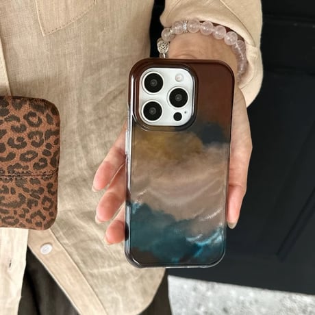 【お取り寄せ商品】iPhoneケース スマホケース iPhone17 iPhone16 iPhone15 マーブル ブラウン 秋冬 大人可愛い M7098