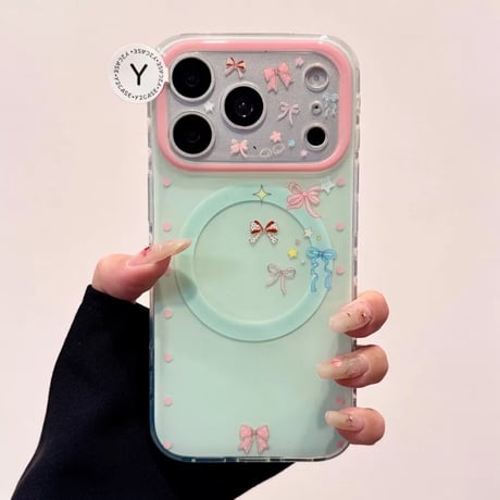 【お取り寄せ商品】iPhoneケース スマホケース iPhone17 iPhone16 iPhone15 韓国 magsafe リボン グリップ付き 可愛い M7174