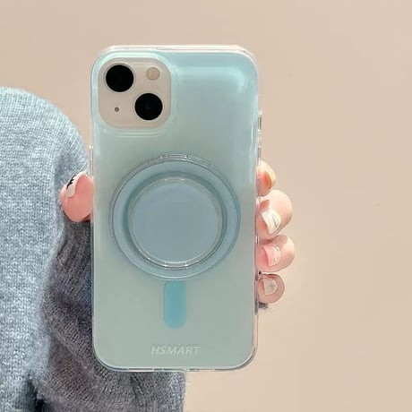 【お取り寄せ商品】iPhoneケース スマホケース iPhone15 iPhone14 マグネット グリップ付き Magsafe ワイヤレス充電 パステルカラー シンプル かわいい 韓国 L7915