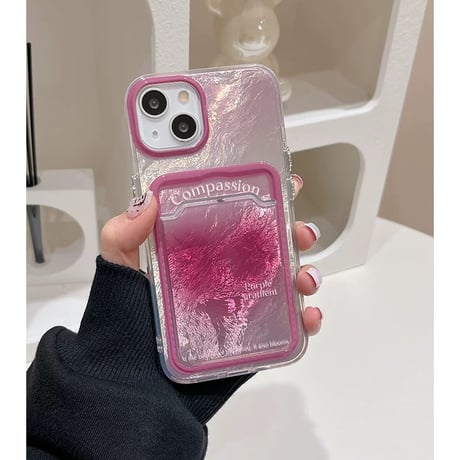 【お取り寄せ商品】iPhoneケース スマホケース iPhone15 iPhone14 ピンク グラデーション カード入れ L8926