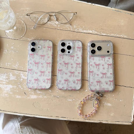 【お取り寄せ商品】iPhoneケース スマホケース iPhone17 iPhone16 iPhone15 韓国 可愛い リボン ラメ M7180