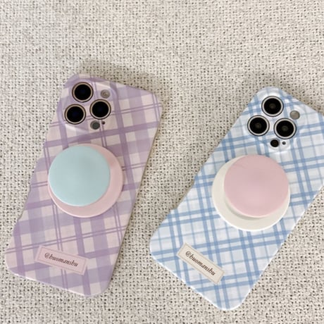 【お取り寄せ商品】iPhoneケース スマホケース iPhone16 iPhone15 iPhone14 かわいい パステル チェック柄 MagSafe L9349