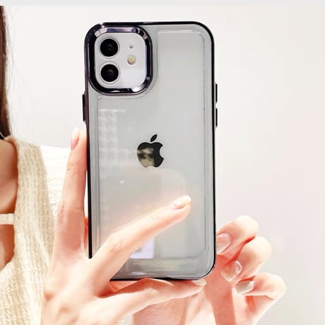 【お取り寄せ商品】iPhoneケース スマホケース iPhone15 iPhone14 メタリック クリア シンプル 推し活 L8134