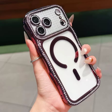 【お取り寄せ商品】iPhoneケース スマホケース iPhone17 iPhone16 iPhone15 iPhone14 magsafe シンプル 推し活 キラキラストーン M7154