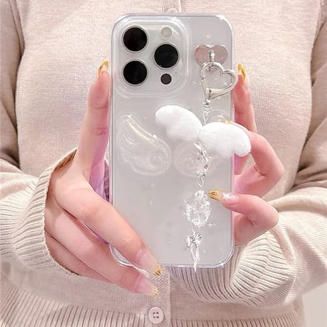 【お取り寄せ商品】iPhoneケース スマホケース iPhone16 iPhone15 チャーム付き 韓国 キラキラ エンジェル ケース L9808