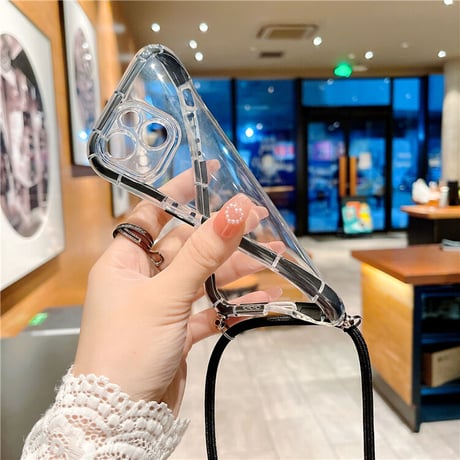 【お取り寄せ商品】iPhone case ケース iPhone13 iPhone14 透明 ショルダーケース 肩賭け 斜め掛け シンプル L5918