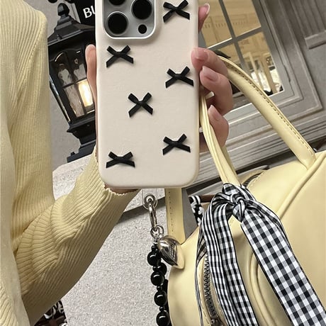 【お取り寄せ商品】iPhoneケース スマホケース iPhone15 iPhone14 エレガン ブラックリボン L8363