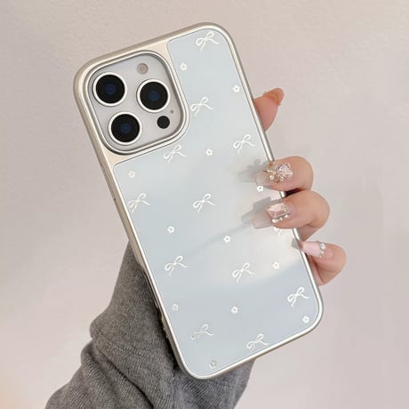 【お取り寄せ商品】iPhoneケース スマホケース iPhone16 iPhone15 iPhone14 可愛い リボン 花柄 メタリック L9833