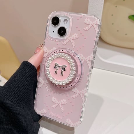 【お取り寄せ商品】iPhoneケース スマホケース iPhone16 iPhone15 iPhone14 ラブリー キュート リボン柄 MagSafe L9334